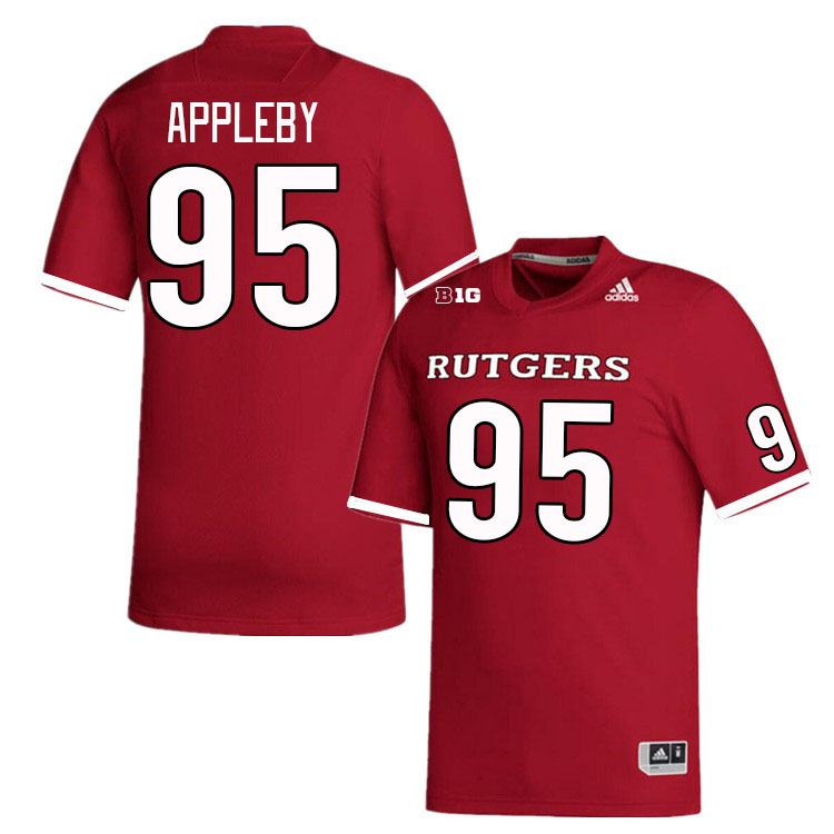 Men #95 Flynn Appleby Rutgers Scarlet Knights College Football Jerseys Stitched Sale-Scarlet - Click Image to Close